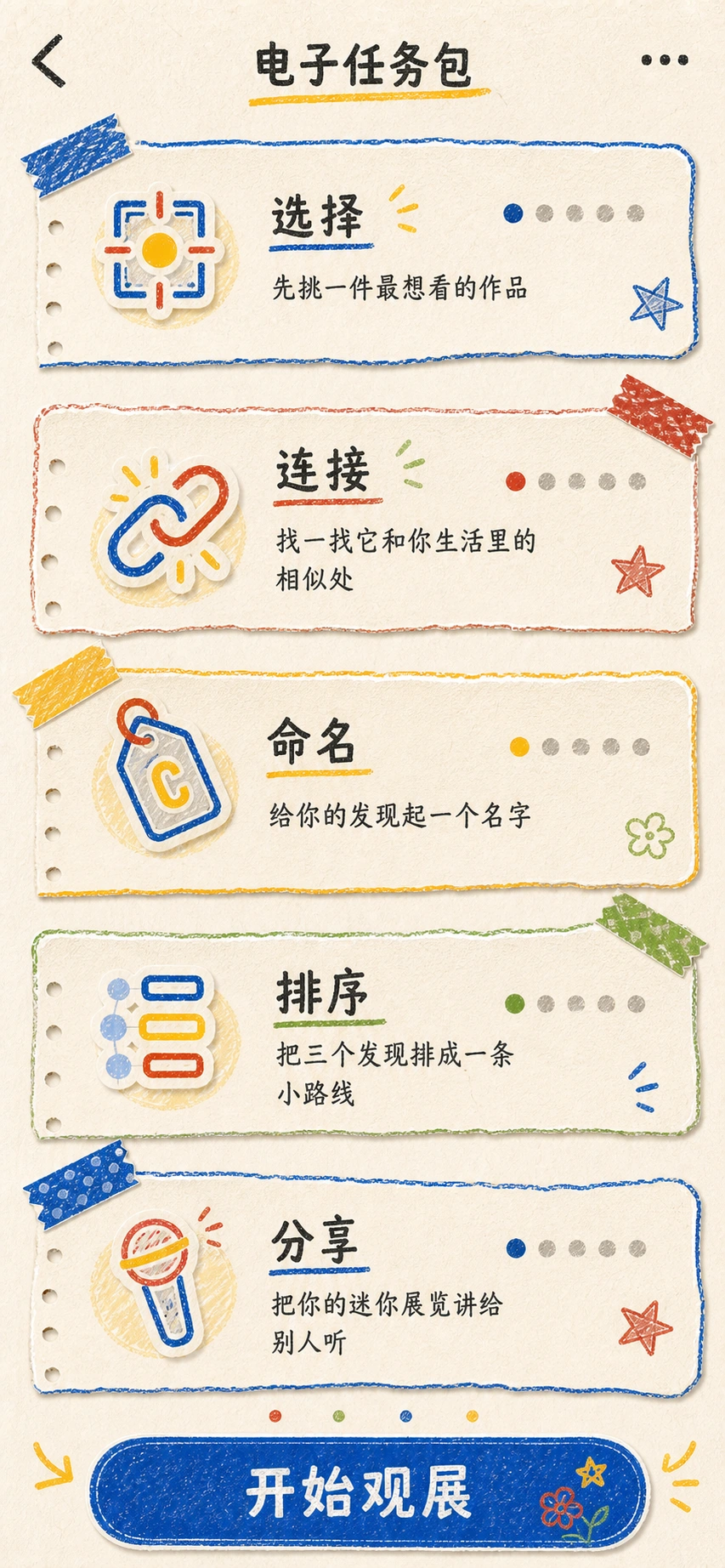 展前准备 — 电子任务包 · 将任务写成简短动作